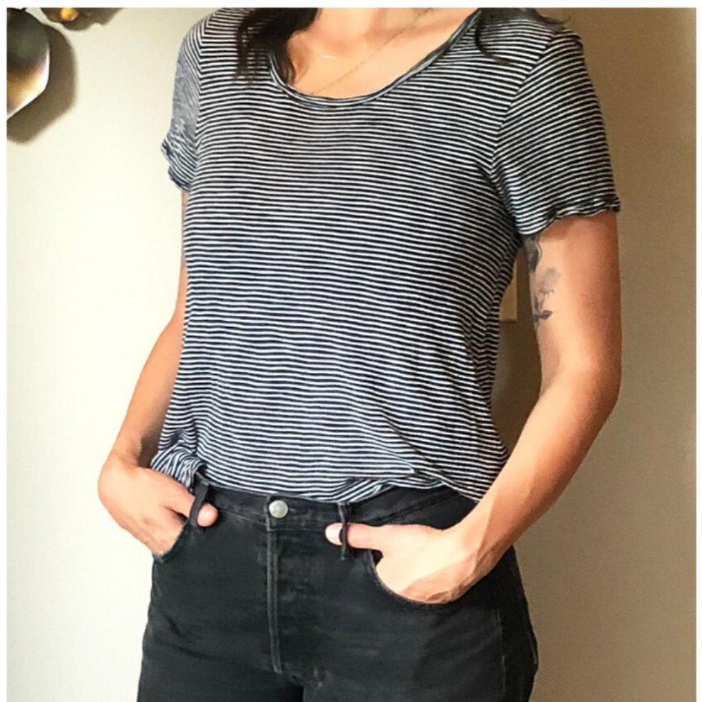 Madewell Scoop Neck Striped Short Sleeve Top